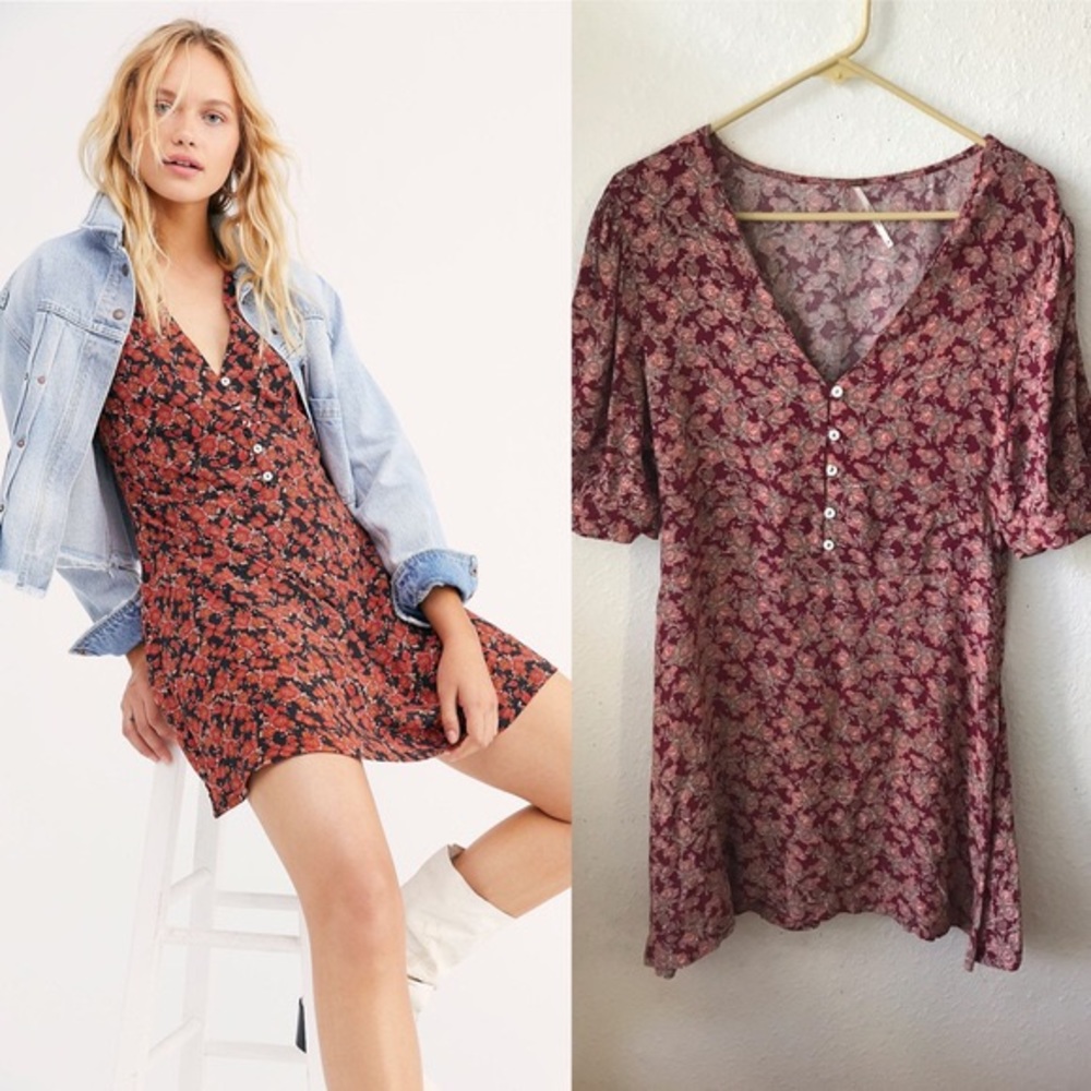 Free People Provence Pink Floral Mini Dress